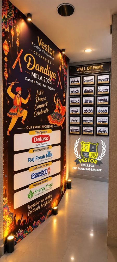 Tall sponsor banner beside the Wall of Fame